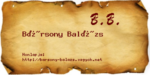 Bársony Balázs névjegykártya